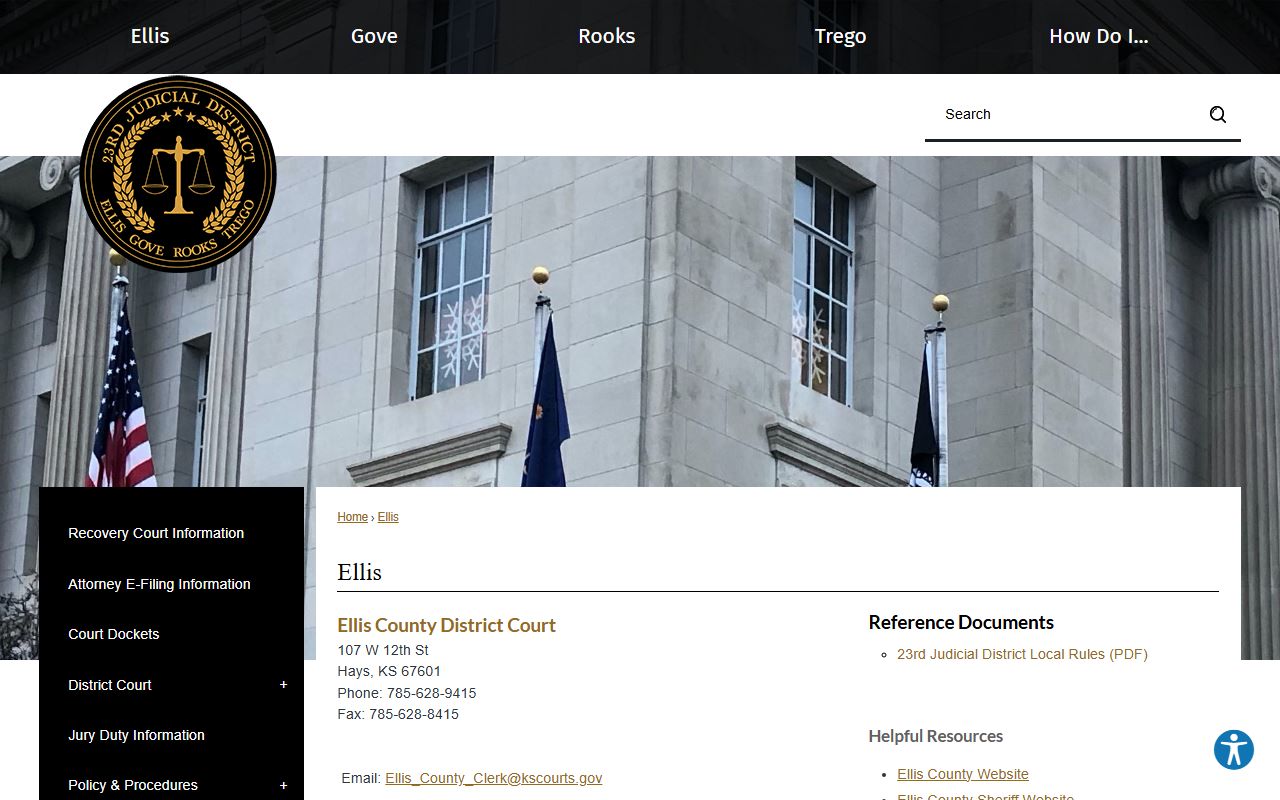 Ellis County District Court court records after jail arrest contact page